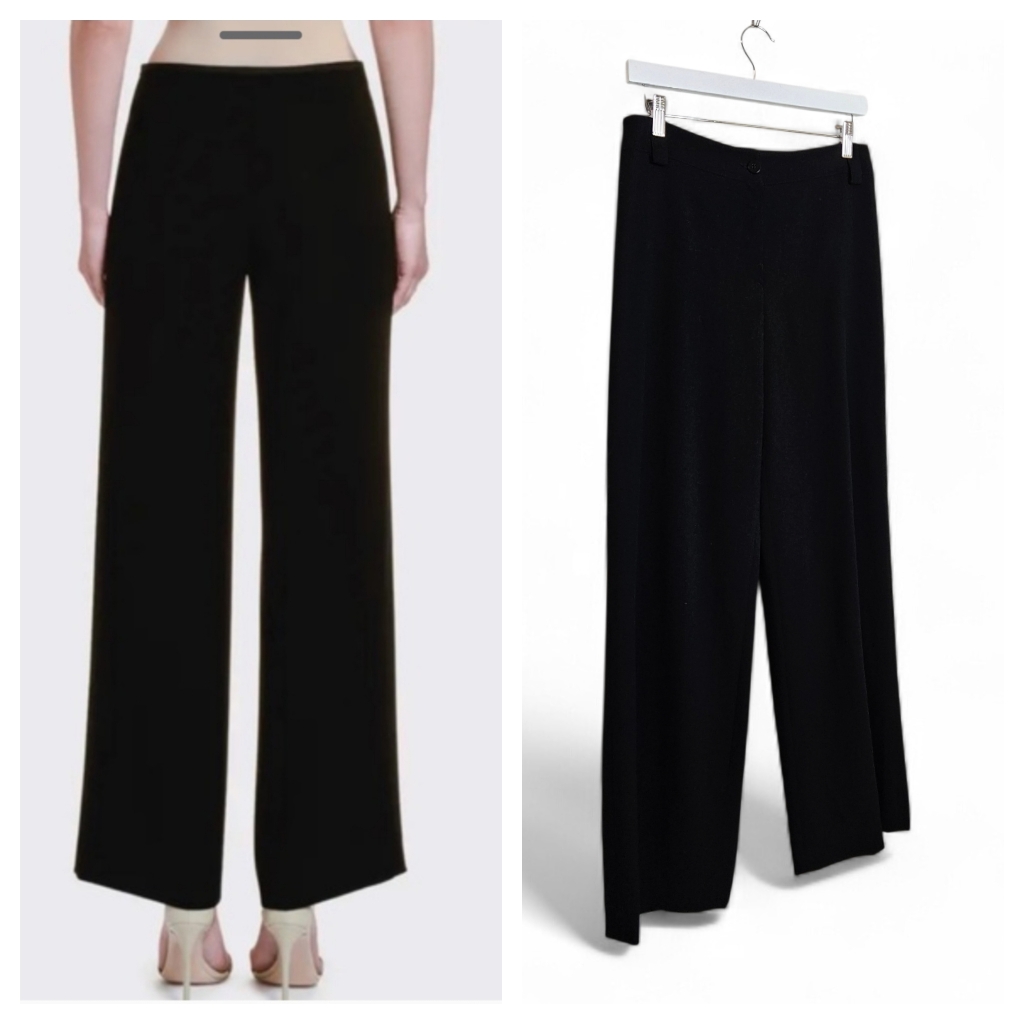 Armani Collezioni Black Wide Leg Trousers Virgin Wool Italy Tailored Pants 6